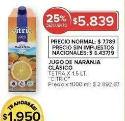 Carrefour Citric jugo de naranja clásico tetra oferta