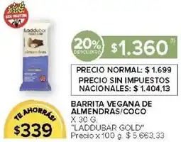 Carrefour Laddubar gold barrita vegana de almendras/coco oferta