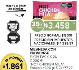 Carrefour Not chicken mila milanesa con provenzal flow pack oferta
