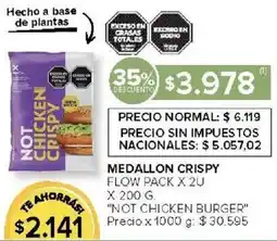Carrefour Not chicken burger medallon crispy flow pack oferta