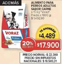Carrefour Voraz alimento para perros adultos sabor carne oferta