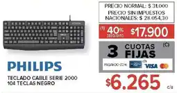 Carrefour Philips teclado cable serie 2000 104 teclas negro oferta