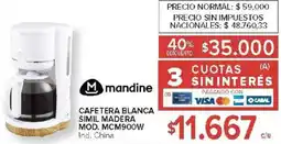 Carrefour Mandine cafetera blanca simil madera oferta