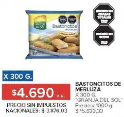 Carrefour Granja del sol bastoncitos de merluza oferta