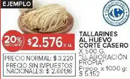 Carrefour Tallarines al huevo corte casero oferta