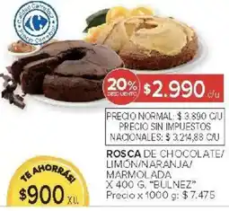 Carrefour Bulnez rosca de chocolate/ limon/naranja/ marmolada oferta
