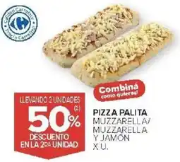 Carrefour Pizza palita muzzarella/ muzzarella y jamón oferta