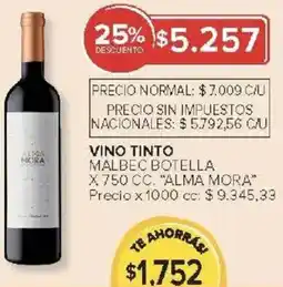 Carrefour Alma mora vino tinto malbec botella oferta