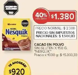 Carrefour Nesquik cacao en polvo sin gluten oferta