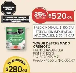 Carrefour La serenisima yogur descremado cremoso frutillavainilla pote oferta