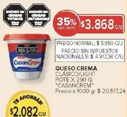 Carrefour Casancrem queso crema clásico/light pote oferta