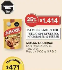 Carrefour Savora mostaza original doy pack oferta