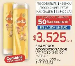 Carrefour Sedal shampoo! acondicionador v/tipos oferta