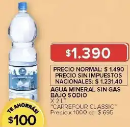 Carrefour Carrefour classic agua mineral sin gas bajo sodio oferta