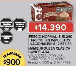 Carrefour Carrefour classic hamburguesa clásica congelada caja oferta