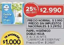 Carrefour Carrefour essential papel higiénico doble hoja oferta