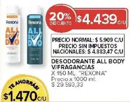 Carrefour Rexona desodorante all body v/fragancias oferta