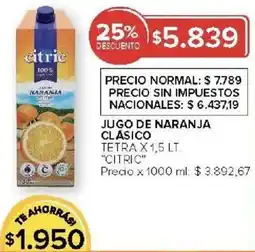 Carrefour Citric jugo de naranja clasico tetra oferta