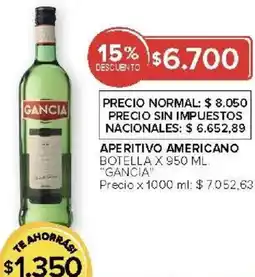 Carrefour Gancia aperitivo americano botella oferta