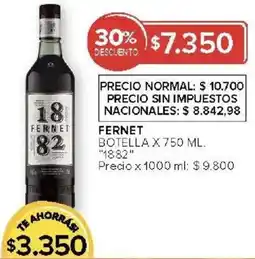 Carrefour 1882 fernet botella oferta
