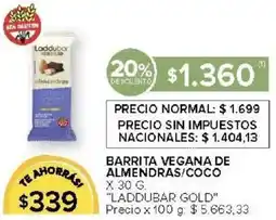 Carrefour Laddubar gold barrita vegana de almendras/coco oferta