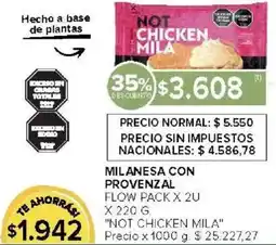 Carrefour Not chicken mila milanesa con provenzal flow pack oferta