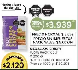 Carrefour Not chicken burger medallon crispy flow pack oferta
