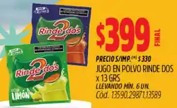 Supermercados Yaguar Rinde dos jugo en polvo oferta