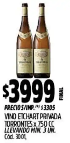 Supermercados Yaguar Etchart vino privada torrontes oferta
