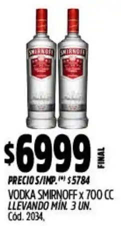 Supermercados Yaguar Smirnoff vodka oferta