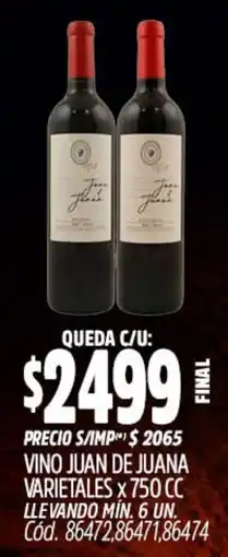 Supermercados Yaguar Juan de juana vino varietales oferta