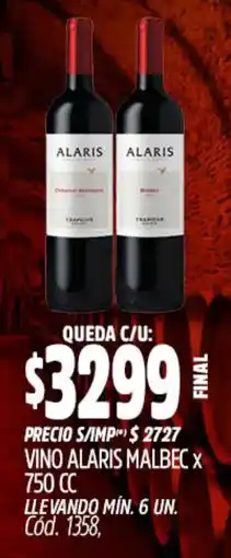 Supermercados Yaguar Alaris vino malbec oferta