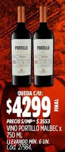 Supermercados Yaguar Portillo vino malbec oferta