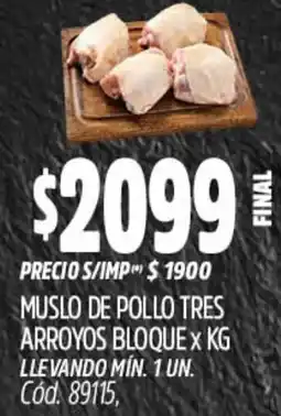 Supermercados Yaguar Muslo de pollo tres arroyos bloque oferta