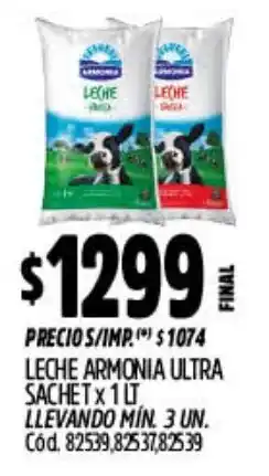 Supermercados Yaguar Leche armonia ultra sachet oferta