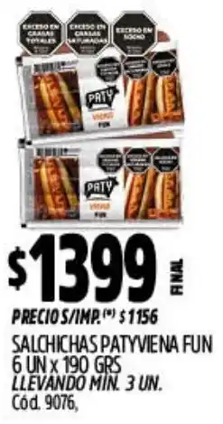 Supermercados Yaguar Salchichas patyviena fun oferta