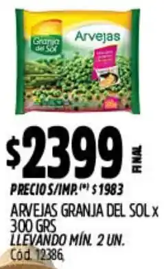 Supermercados Yaguar Arvejas granja del sol oferta