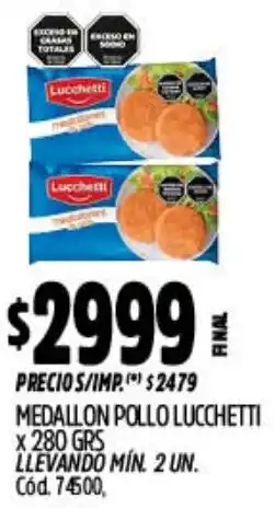Supermercados Yaguar Medallon pollo lucchetti oferta