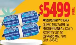 Supermercados Yaguar Muzzarella queso mediterranea oferta