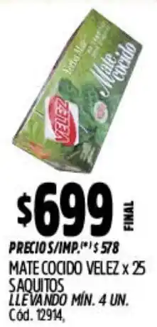 Supermercados Yaguar Velez mate cocido oferta