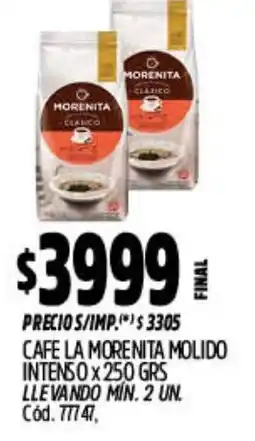Supermercados Yaguar La morenita cafe molido intenso oferta