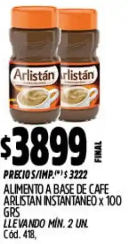 Supermercados Yaguar Arlistán alimento a base de cafe instantaneo oferta