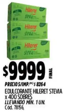 Supermercados Yaguar Hileret edulcorante stevia sobres oferta