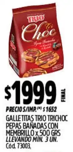 Supermercados Yaguar Trio trichoc galletitas pepas bañadas con membrillo oferta