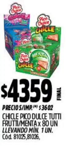 Supermercados Yaguar Chicle pico dulce tutti frutti/menta oferta