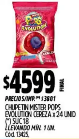 Supermercados Yaguar Chupetin mister pops evolution cereza oferta
