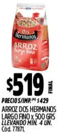 Supermercados Yaguar Dos hermanos arroz largo fino oferta