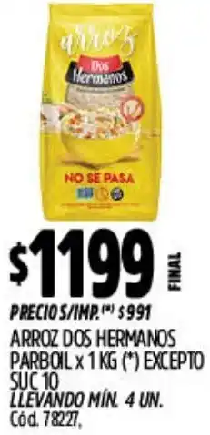 Supermercados Yaguar Dos hermanos arroz parboil oferta