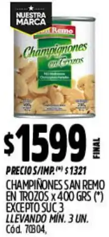 Supermercados Yaguar San remo champiñones en trozos oferta