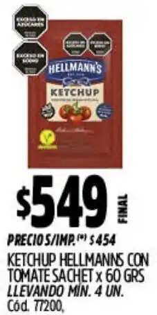 Supermercados Yaguar Hellmann's ketchup con tomate sachet oferta